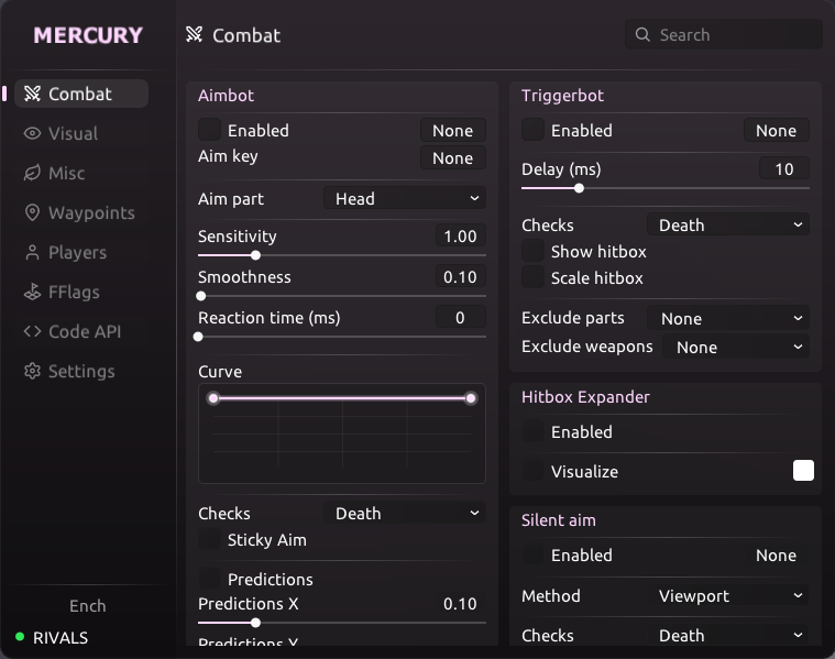 Mercury Combat menu